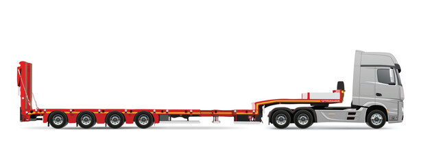 truck side view trailer load semi road haul dig big large long lorry empty icon logo sign design template work build auto under work power drive carry cargo wheel mover  © Afc