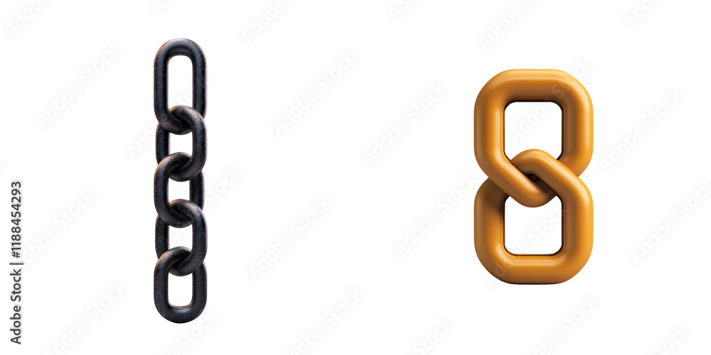 Poster 3d visual of secured blockchain symbol, showcasing interconnected links