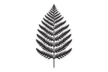 A black and white silhouette of a fern leaf 