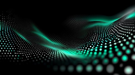 Fototapeta premium Abstract Teal Dotted Waveform Digital Art