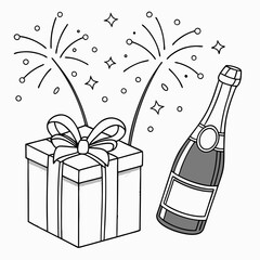 gift box and champagne