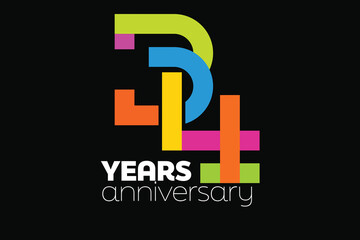 34th-Anniversary Colorful Logo Template. Colorful Number 34