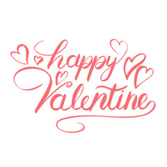 Hand lettering Calligraphy about Happy Valentine with love, Heart, Vector illustration design