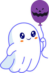 Halloween Ghost Holding Balloon