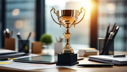 Business innovation award winner with copy space