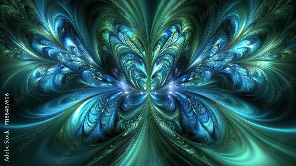 Aufkleber intricate and vibrant abstract design with fluid patterns in shades of blue and green capturing the 