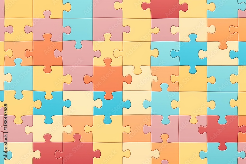 Aufkleber interlocking puzzle pieces creating a unified whole, symbolizing teamwork, problem solving, and conn