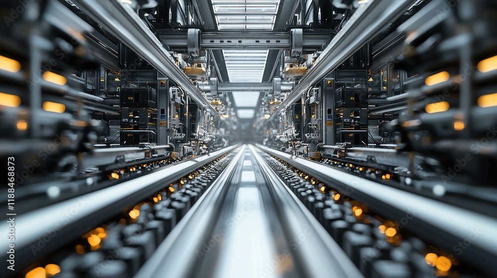 Poster futuristic factory assembly line: a glimpse into automated production