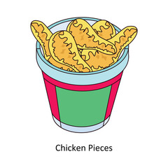 Chicken Pieces isometric Colored illustration. EPS File stock illustration