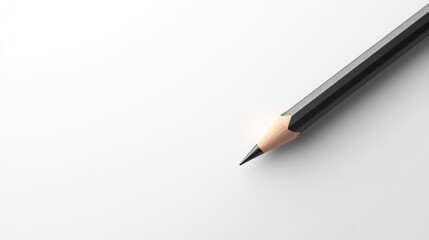 Close-up of a sharpened black pencil on white paper. (1)