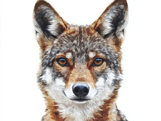 Fototapeta premium Red wolf portrait, detailed fur, intense gaze.