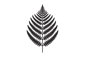 A black and white silhouette of a fern leaf 