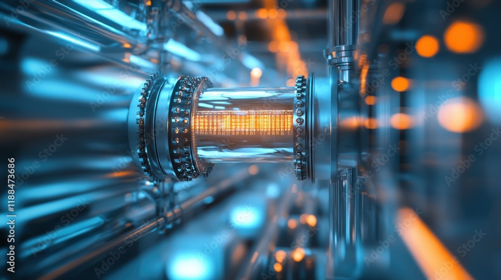 Aufkleber futuristic technology: illuminated core of a high-tech machine