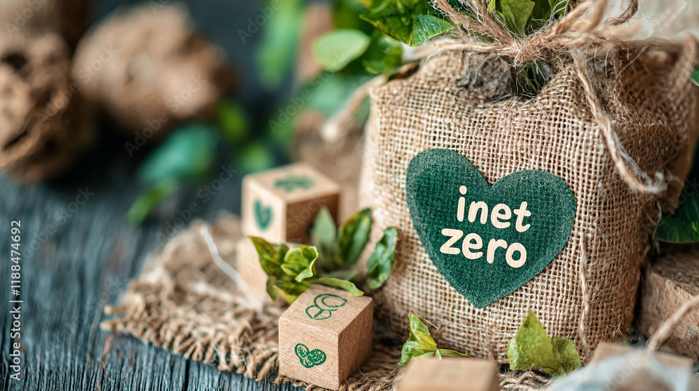 Poster ai generates green solutions for net zero goals nature eco-friendly content rustic environment close