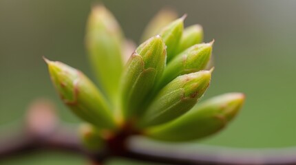vibrant green buds on a branch