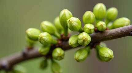 vibrant green buds on a branch