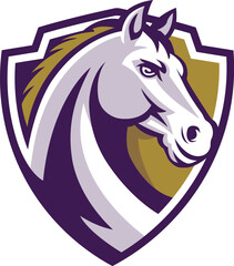 a combination of a horse mascot and a shield in vector format