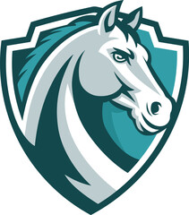 a combination of a horse mascot and a shield in vector format
