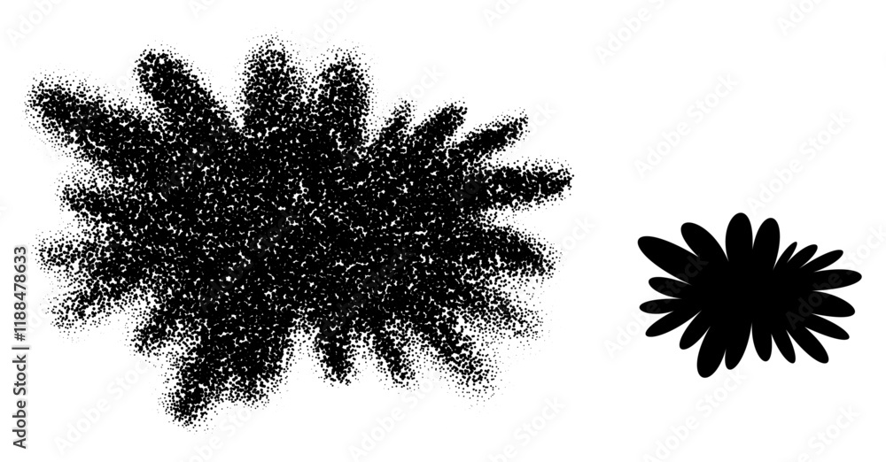 Poster vector illustration of an abstract shape with stippling texture, creating a dotted and artistic effe