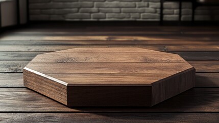 Fototapeta premium Hexagonal wooden vintage platform, podium