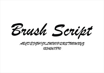 Brush Script font for logo and headline. Isolated vector typeset