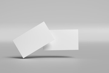 Blank business cards on white background, top view. Mockup for design