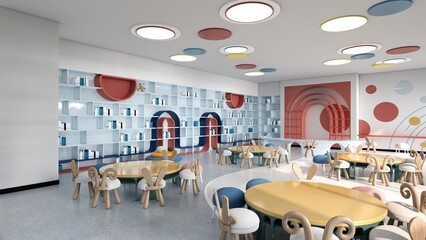 Playful Children Learning Space Render 3D