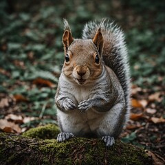 A cartoon-style squirrel with large, expressive eyes.