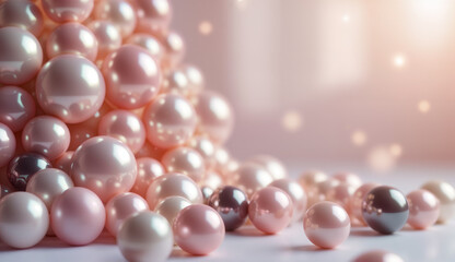 Soft pink and white pearls with glowing highlights
