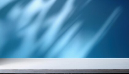 Serene Blue Background with White Tabletop: Perfect for Product Displays or Mockups