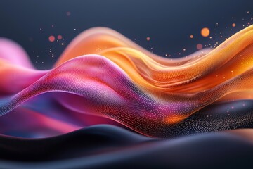 Abstract Colorful Wave Particle Flow Dynamic Digital Art Background Modern Design