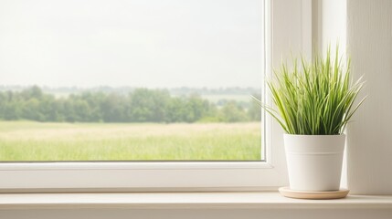 Fototapeta premium Growing green indoor plant decoration cozy home natural light tranquil atmosphere