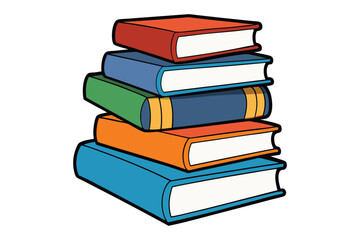 Png illustration group of stacked books without background.