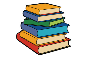 Png illustration group of stacked books without background.