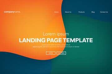 Abstract modern technology Landing page template, flowing line digital technology, smooth particle wave, big data techno design concept background wallpaper, Annual reports, flyer, poster, cover. EPS