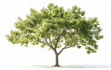 Obraz premium A ginkgo tree with its unique fan-shaped leaves isolated on a bright white background