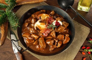 Deer Ragout in a Pan - Wild Game Meat