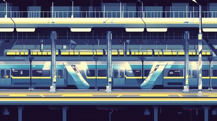 efficient public transit, futuristic train station, spacious train platform, urban train network, automated train platform, modern train design, modern train platform, urban railway system, modern