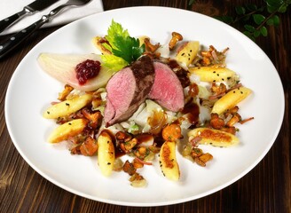 Deer with Vegetables and Mushrooms