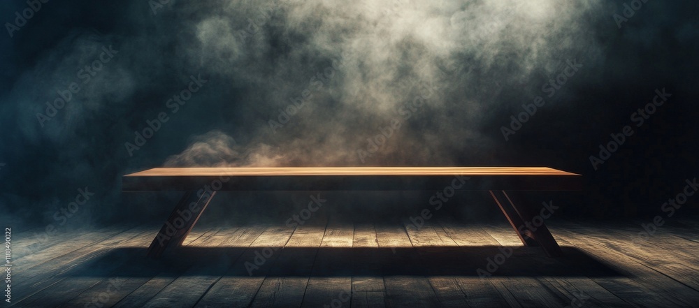 Poster mysterious indoor setting with fog and plants creating an eerie yet captivating atmosphere in the ev