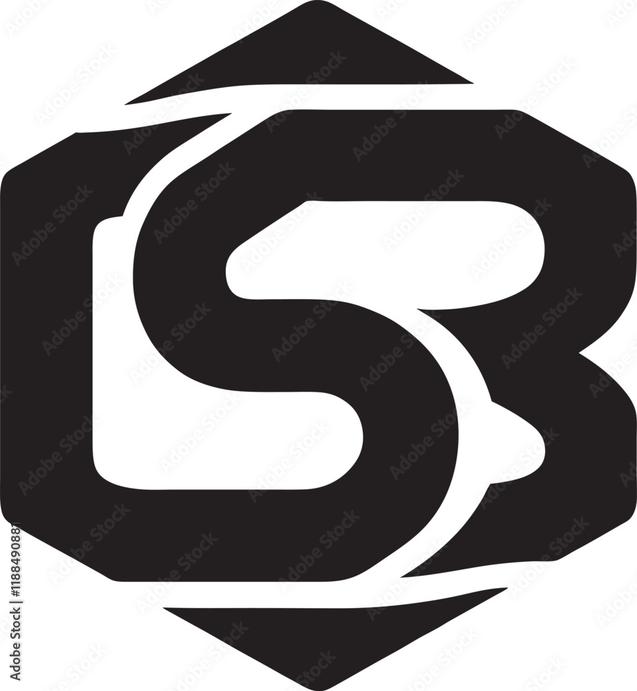 Fototapete sr logo in hexagonal shape using modern art