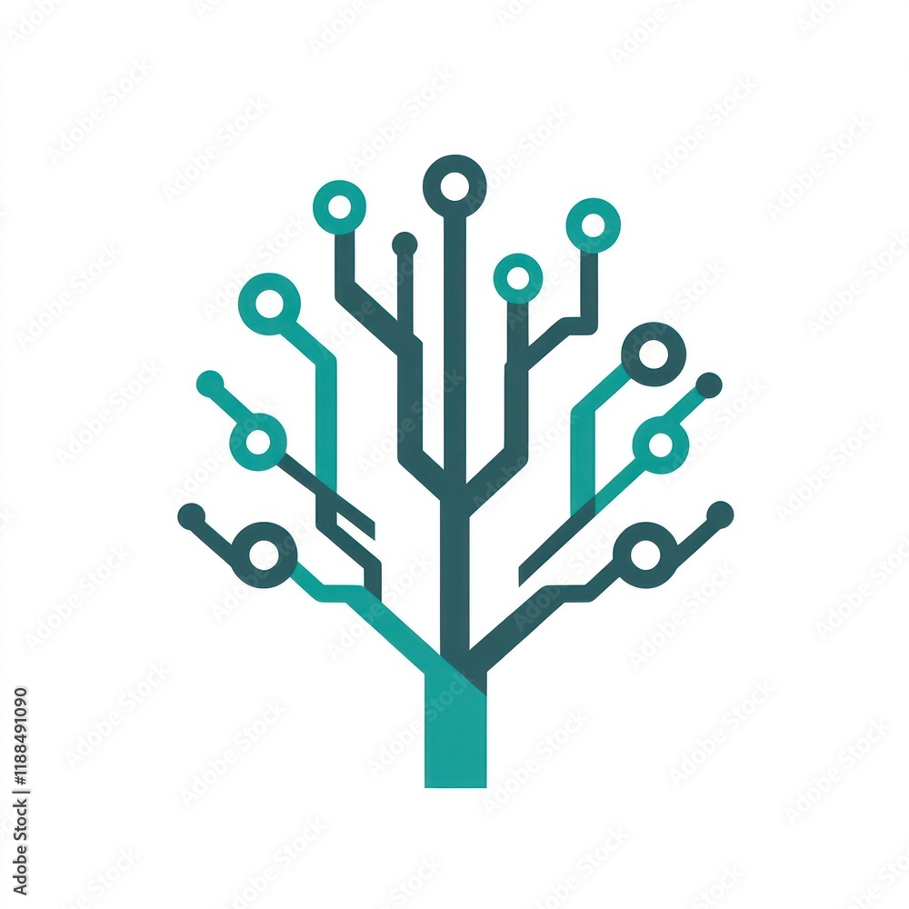 Poster abstract tree representing digital technology network