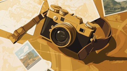 vintage photo camera and photo