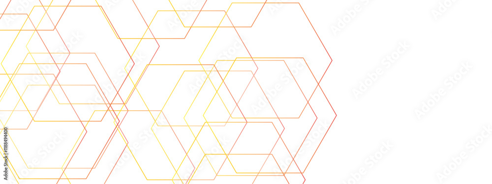 Poster Modern Abstract Hexagonal Pattern. Gradient Geometric Network Design. Molecular structures in technology, wallpaper background. Hexagonal concept technology, banner