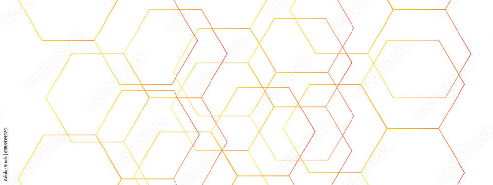Fototapete Modern Abstract Hexagonal Pattern. Gradient Geometric Network Design. Molecular structures in technology, wallpaper background. Hexagonal concept technology, banner