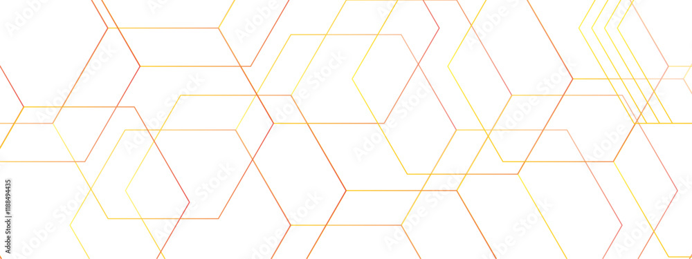 Fototapete Modern Abstract Hexagonal Pattern. Gradient Geometric Network Design. Molecular structures in technology, wallpaper background. Hexagonal concept technology, banner