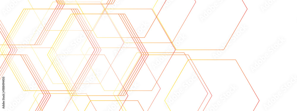 Aufkleber Modern Abstract Hexagonal Pattern. Gradient Geometric Network Design. Molecular structures in technology, wallpaper background. Hexagonal concept technology, banner