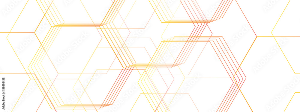 Aufkleber Modern Abstract Hexagonal Pattern. Gradient Geometric Network Design. Molecular structures in technology, wallpaper background. Hexagonal concept technology, banner
