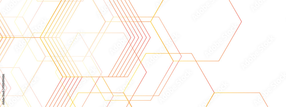 Aufkleber Modern Abstract Hexagonal Pattern. Gradient Geometric Network Design. Molecular structures in technology, wallpaper background. Hexagonal concept technology, banner