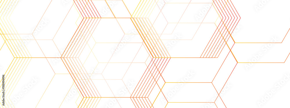 Poster Modern Abstract Hexagonal Pattern. Gradient Geometric Network Design. Molecular structures in technology, wallpaper background. Hexagonal concept technology, banner